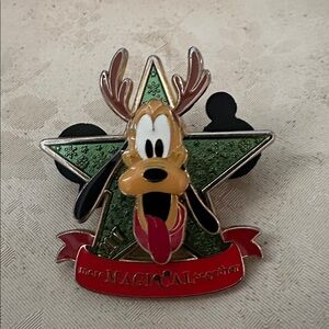 Disney Festive Pluto Pin with Green and Red Accents